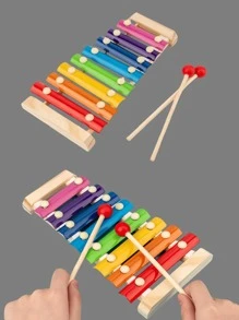 1 件有趣的 8 音符手鼓木琴乐器，木制手工打击乐器，颜色随机，早期教育，启发音乐天赋，增强音乐感知，适合生日礼物、节日礼物、初学者乐器礼物，材料和手（木质材料为手工制作，不可避免地会有瑕疵）