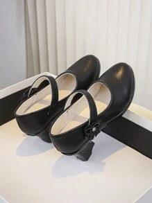 Girls' Black Patent Leather High Heel Stage Performance Princess Dress Shoes, Spring Autumn - Black - View 6