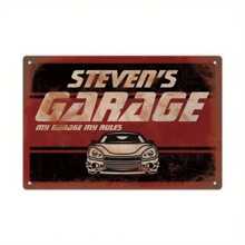1 件定制金属锡标牌，“你的车库，我的车库，我的规则”个性化复古牌匾，车库、车间、男人窝、家庭装饰，12 英寸 X 8 英寸礼物送给朋友和家人 - 彩色 - 查看 3