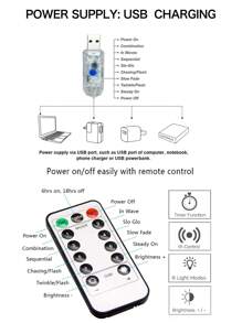 Led Garland Curtain Lights With 8 Modes & Usb Remote Control For Wedding, Christmas, Home, Festival Decoration