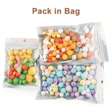 55Pcs/Bag Fruit Flower Cactus Silicone Focal Beads Round Beads Silicone Lentil Beads Set Use For Beadable Pen Keychain DIY Handmade Accessories