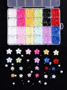 指甲风格 24 格树脂混合尺寸花朵美甲材料盒，含尺寸混合合金装饰品，DIY 美甲材料盒，女性指甲饰品指甲宝石美甲用品的理想礼物 - 彩色 - 查看 6