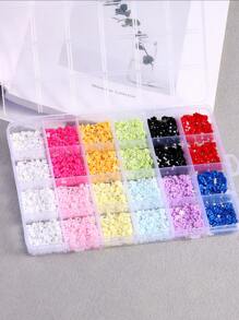 指甲风格 24 格树脂混合尺寸花朵美甲材料盒，含尺寸混合合金装饰品，DIY 美甲材料盒，女性指甲饰品指甲宝石美甲用品的理想礼物 - 彩色 - 查看 5