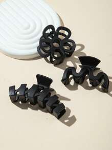 3入組時尚幾何造型大號髮鉗,強力固定下巴髮夾,蝴蝶髮夾髮鉤時尚髮飾,適用於休閒場合的女性厚髮