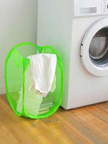 1pc Cesto de roupa dobrável, cesto de malha para armazenamento de roupas sujas