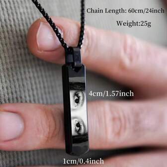 Custom Eye Photo Necklace Engraved Picture Stainless Steel Pendant Necklace Personalized Valentine's Day Gift Gold,Silver,Black,Blue Stylish,Vintage,Contracted,Simple,Unisex,Punk Custom,Personalized,Unique Ideal Gifts For Him Her,Boyfriend,Girlfriend,Dad,Mom,Family,Friends,Pets,Grandparents,Son,Daughter For Anniversaries,For Birthdays,For Daily Wear,For Prom,For Father's Day,For Mother's Day,For Valentine's Day,For Graduation,For Weddings,Customized Fashion Engraved Necklaces,Street Casual Chic,New Year Glamour