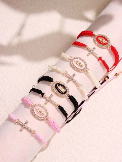 1 套 2 件时尚圣母玛利亚吊坠手链和项链首饰套装，适合女性的简约日常佩戴