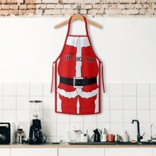 1 pieza Delantal con tema navideño - Gráfico de mujer sexy blanca, patrones de Papá Noel y alegres, tela de popelín de poliéster, delantal de cocina tejido, delantal y gorro de chef, para cocinar y hornear, accesorios de cocina y comedor - multicolor - Ver 11