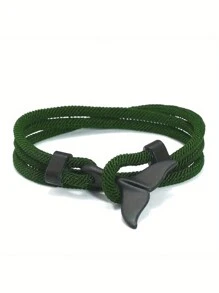 1pc Oceanic Anchor Whale Tail Braided Rope Bracelet - Fashionable Funky Accessory With Synthetic Fiber Rope Material, Simple Yet Cool Design For Men And Women This Is Adjustable Bracelet