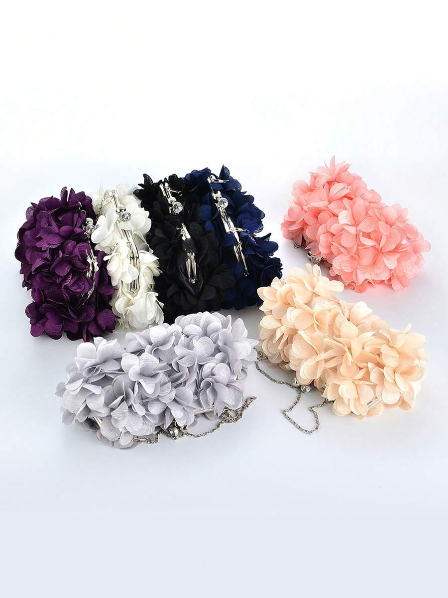 Elegant Floral Clutch Bag For Wedding & Formal Occasions - White - View 1