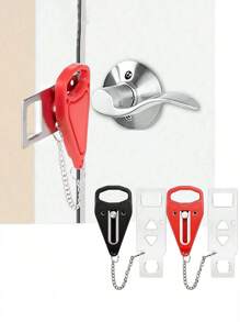 1pc Travel Portable Door Lock Extra Lock, Secure When Traveling And Staying In Hotels, Provide Extra Privacy And Security Portable Door Lock Home Security Door Lock Travel Locks For Additional And Privacy Perfect For Traveling Hotel Home Apartment College - Multicolor - View 3