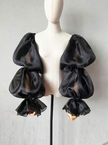 1 Stück weißer Organza 3-stufiger aufgeblähter Ärmel-Manschetten Braut Oberarmbinde mit Gummi für Halloween