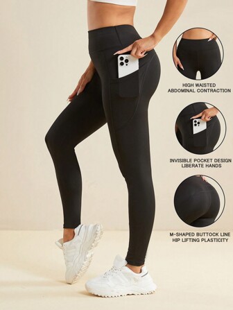 Hoher Bund Yoga Hosen mit Taillenkontrolle und Taschen, Squat-sicher Leggings für Fitness und Outdoor Sport