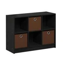 Basic 3x2 Cube Storage Bookcase Organizer With Bins, Contemporary, Versatile Display And Storage Solution For Office, Living Room, Bedroom, Home Decor, Kids Room, White/Black/Brown/Pink/Blue - Americano/Nâu trung bình - Xem 2