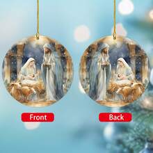 1 đồ trang trí treo bằng Acrylic hình Chúa Jesus giáng sinh, trang trí tròn phẳng cho gia đình, văn phòng, xe hơi, ba lô, quà tặng cho người theo đạo Thiên chúa - Nhiều màu - Xem 8