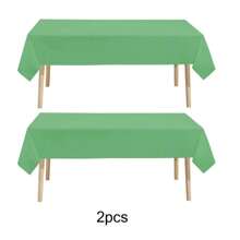 قطعتان من الأغطية البلاستيكية المُستهلَكة للطاولات، سفرة طاولة بيضاء مُستهلَكة بلون أحادي بسيط للاحتفالات