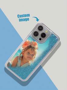 1pc TPU+PC Soft-Hard Hybrid Blue Liquid Quicksand Customizable Photo Pattern Shockproof Phone Case Compatible With Apple/Matching Phone Cases/Customizable Phone Cases/Liquid Quicksand Phone Cases/Interesting Phone Cases/Android Phone Cases/ Phone Cases/ Phone Cases/OPPO Phone Cases/Galaxy A51 4G/Galaxy A52/A52s 5G/Galaxy S23 Ultra/Galaxy A13 4G/Galaxy A12/Galaxy S22 Ultra/OPPO A54 - Multicolor - View 4