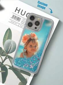 1pc TPU+PC Soft-Hard Hybrid Blue Liquid Quicksand Customizable Photo Pattern Shockproof Phone Case Compatible With Apple/Matching Phone Cases/Customizable Phone Cases/Liquid Quicksand Phone Cases/Interesting Phone Cases/Android Phone Cases/ Phone Cases/ Phone Cases/OPPO Phone Cases/Galaxy A51 4G/Galaxy A52/A52s 5G/Galaxy S23 Ultra/Galaxy A13 4G/Galaxy A12/Galaxy S22 Ultra/OPPO A54 - Multicolor - View 5