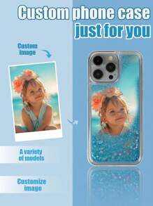 1pc TPU+PC Soft-Hard Hybrid Blue Liquid Quicksand Customizable Photo Pattern Shockproof Phone Case Compatible With Apple/Matching Phone Cases/Customizable Phone Cases/Liquid Quicksand Phone Cases/Interesting Phone Cases/Android Phone Cases/ Phone Cases/ Phone Cases/OPPO Phone Cases/Galaxy A51 4G/Galaxy A52/A52s 5G/Galaxy S23 Ultra/Galaxy A13 4G/Galaxy A12/Galaxy S22 Ultra/OPPO A54 - Multicolor - View 2