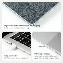 Miloocul Compatible With Mac Book Air 13/Mac Book Pro 13/Mac Book Pro 14/Mac Book Air 15/Mac Book Pro 16 Knitted Denim Fabric Plastic Laptop Hard Shell With Keyboard Cover… - Xám - Xem 6