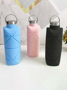1 件可折叠水瓶防漏阀门可重复使用硅胶折叠旅行水瓶适用于健身房露营徒步旅行运动轻便耐用旅行必需品学校用品节日假日必需品度假配件迷你