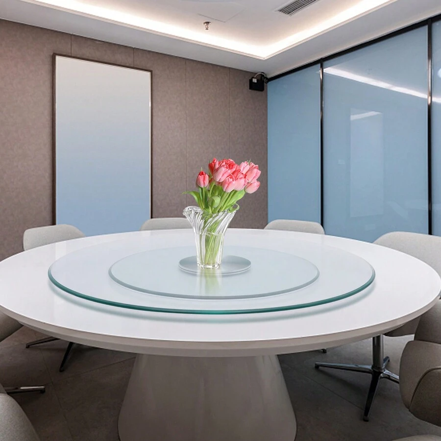 CNCEST Glass Circular Turntable, Turntable 360° Rotation Dining Table Centerpiece Circular Turntable For Tabletop Circular Turntable For Dining Table Large Serving Plate For Dining Tables, Banquets (70cm/27.56inch) - 透明,70厘米 - 查看 1