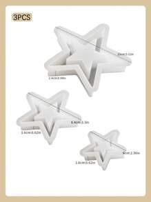 3 件空心五角星硅胶模具（大/中/小），圣诞树装饰悬挂和立式硅胶模具，DIY 节日装饰五角星形石膏和树脂模具 - 白色 - 查看 2