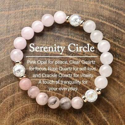 Empath Protection Against Negativity Bracelet Women Men Serenity Circle Beaded Bangles Couple Memorial Gifts For Husband Wife Natural Stone Powder Crystal Beads Bracelets Lady Gifts For Lady Jewellery