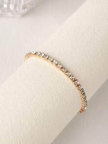 8pcs/1pc Elegant Copper Encrusted Multistone Rhinestone Flower & Butterfly Decor Bracelet Set, Suitable For Women's Daily Wear, Gift And Dating - Yellow Gold - View 11