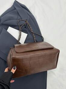 1. 高端时尚百搭复古大容量链条斜挎包，适合女性日常通勤 - 棕色 - 查看 8