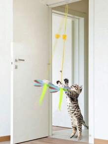 1 件随机悬挂逗猫棒，小猫自玩玩具，创意猫玩具，宠物互动玩具，适合室内玩耍 - 彩色 - 查看 2