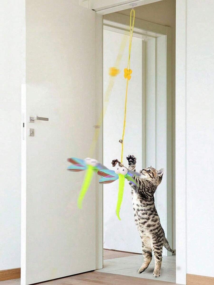 1 件随机悬挂逗猫棒，小猫自玩玩具，创意猫玩具，宠物互动玩具，适合室内玩耍