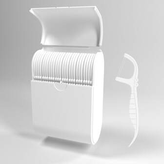 旅行用牙线棒分配器，带双线牙线，52 支，紫色，薄荷味，便携式旅行盒