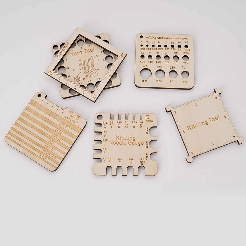 Knitting Needle Gauge Measuring Tool Yarn Measuring Tools Wooden Yarn