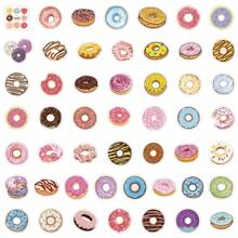 50 张可爱甜甜圈贴纸乙烯基美学贴纸适用于剪贴簿、日记、笔记本电脑、保险杠、滑板、水瓶、电脑、手机、卡通、安全帽、汽车贴纸和贴花 - 彩色 - 查看 3