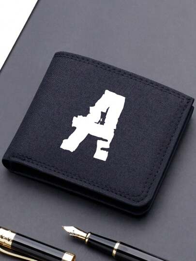 Letter Canvas Double Fold Wallet With Wallet, Short Wallet, And Card Holder - A Durable, Casual, And Personalized Perfect Gift