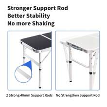 Moosinily Moosinily Small Folding Table 2FT Foldable Camping Table Portable Picnic Table Aluminum 2 Height Adjustable Outdoor Beach Card White 23.6*15.7 Inch