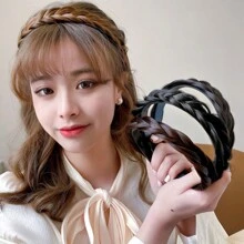 1件装扭辫假发发带 女款 2024新款 编织假发 高耸发髻 秀发蓬松头带 头饰 鱼骨辫发夹，发带，发箍，发箍，发箍头带 发饰 头饰