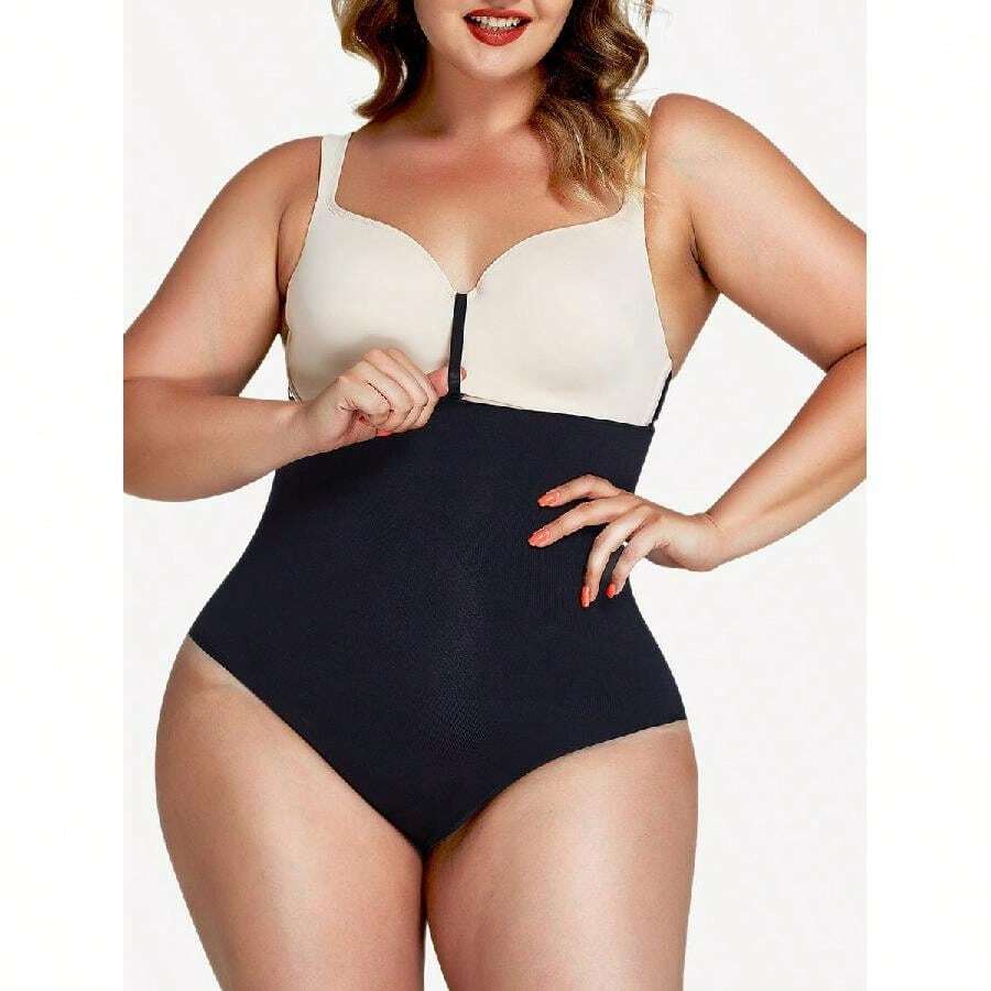 High Elasticity Large Size Seamless Buckle Panty Shaper - 黑色 - 查看 1