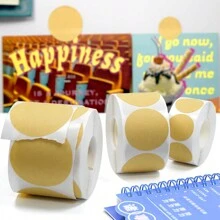 TYFYO 500张/卷牛皮纸贴纸圆形空白标签手工礼品标签纸DIY信封封口贴纸文具，圣诞节情人节