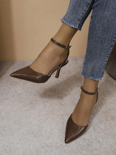 Fall/Winter 2025 Solid Color Elegant Pointed Toe Stiletto High Heel Ladies' Shoes, Fashion Versatile Backless Summer Sandals,Elegant,Women Pumps,Elegant