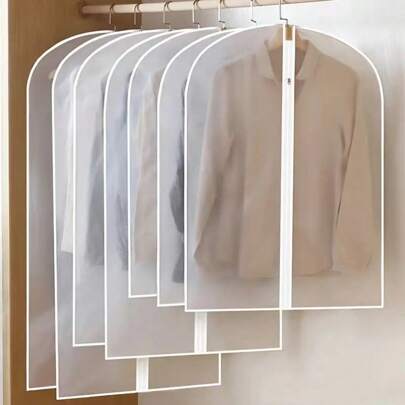 1pc/5pcs Clothing Storage Dust Cover, Transparent Hanging Pocket, Zippered Home Wardrobe Storage Bag, Transparent Hanging Clothing Cover, Space Saving Wardrobe Storage Bag, Moisture-Proof Wardrobe Storage, Suitable For Clothing Use Bedroom, Organizer, Home Storage, White T Shirt Women, Black Pants Women, Ladies Winter Clothes, Dress,