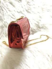New Arrival Mini Party Bag Metallic Mirrored Cell Phone Holder Coin Purse With Gold Chain - 紅色 - 查看 3