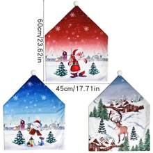 1pc/3pcs New Printed Velvet Chair Cover, Santa Claus, Snowman, Deer Pattern Chair Backrest Cover, Christmas Snowy House Chair Cover, Anti-Pollution And Dustproof Slipcover, Christmas Scene Party Decor, Suitable For Home, Kitchen, Dining Room, Farmhouse Decor, Party Decoration,Christmas