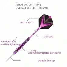 3PCS 24g Tungsten Darts Professional Competition Steel Needle Tip Set Purple UK - Multicolor - View 5