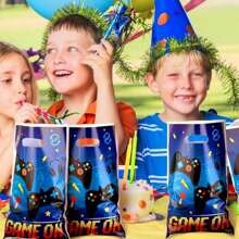 10pcs/20pcs/30pcs/50pcs/100pcs Gift Packaging Bags, Blue Gaming Themed Gift Bags With Game Joystick Pattern, "GAME ON" Candy/Cake Packaging Bags, Gift Bags For Christmas, Party, Celebration, Christmas
