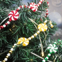 1 件 1.2 米纯色圣诞糖果花环，DIY 装饰，带流苏、珠子、风车、薄荷糖，适用于圣诞场景装饰 - 彩色 - 查看 2