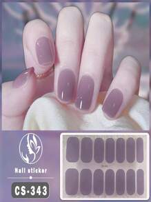1pc 14 Pcs Solid Color Simple & Cool Design Waterproof Peel-Off Gel Nail Art Stickers, Full Nail Coverage Nail Stickers For Women, Easy To Use For Holiday, Party, Stage, Halloween, Daily Decoration, Gift