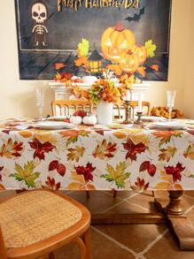MineLain 1pc Autumn Harvest Maple Leaf Pattern Rectangular Tablecloth, Bamboo Texture, Washable Kitchen Table Cover, Holiday Decor Table Topper, Suitable For Nightstand, Dining Table, Dinner, Family Gathering, Home Decor, Thanksgiving Decoration, Theme Party Supplies, Autumn Decor - Multicolor - View 8