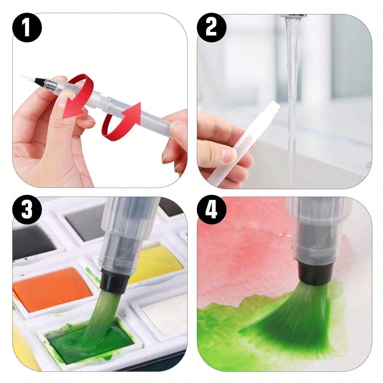 CRESZZLE coffret peinture enfant, kit peinture adulte, Ensemble de 48 Pieces avec Pinceau, pinceau réservoir d'eau, Palette, Stylo de Dessin, Papier Aquarelle, Éponge, Gomme